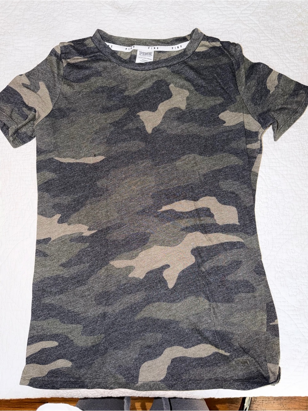 Victoria's Secret PINK Camo Short Sleeve Tee - Green & Tan